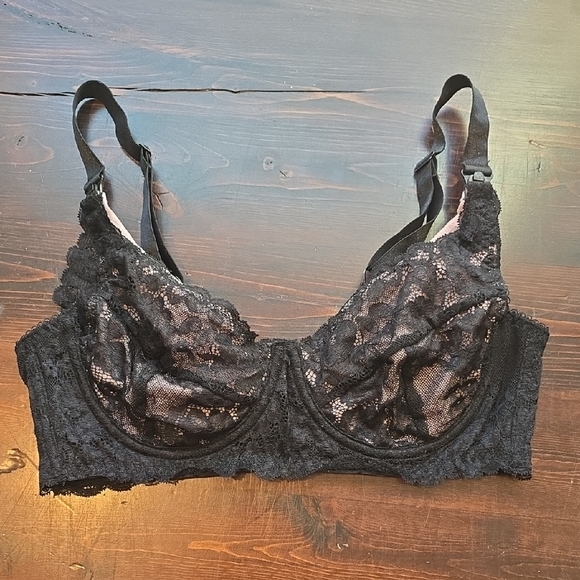 Seraphine Black Lace Underwire Nursing Bra Maternity Size 34D - Picture 1 of 3